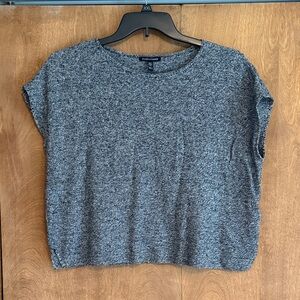 Eileen Fisher Charcoal Heather Short-Sleeve Knit Top